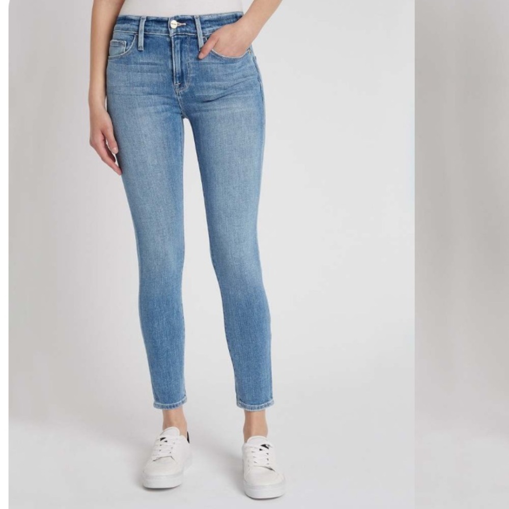 Frame Denim Blue Le Skinny de Jeanne crop Jeans Ankle Length 25
